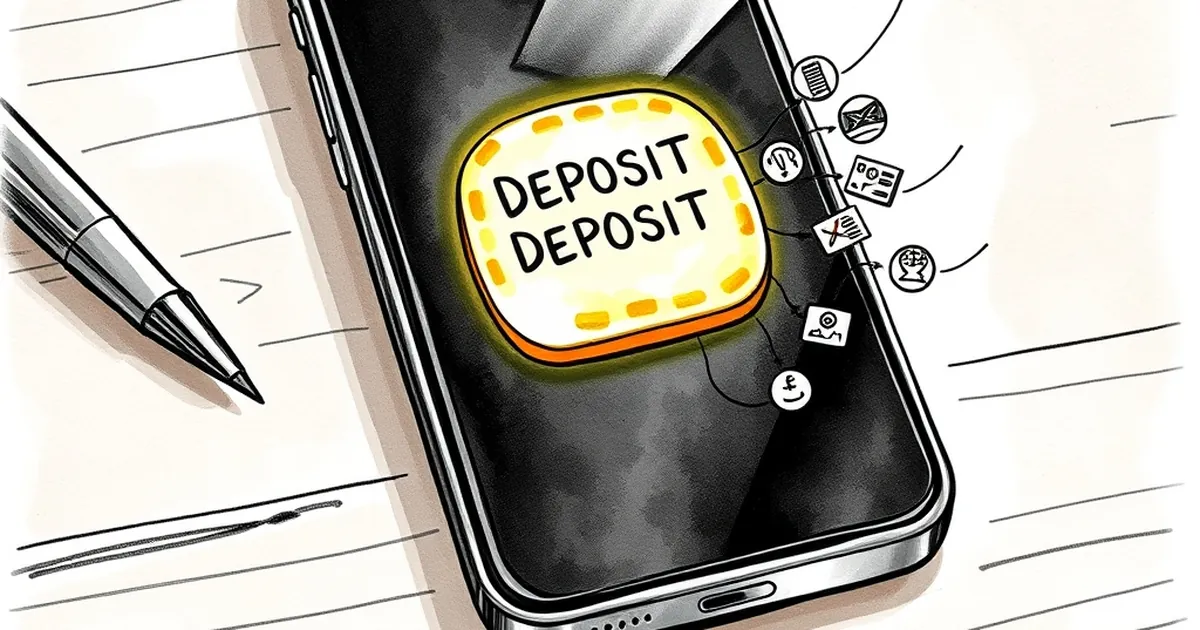 Responsible gambling tools sit behind 3 taps — the deposit button sits at 1